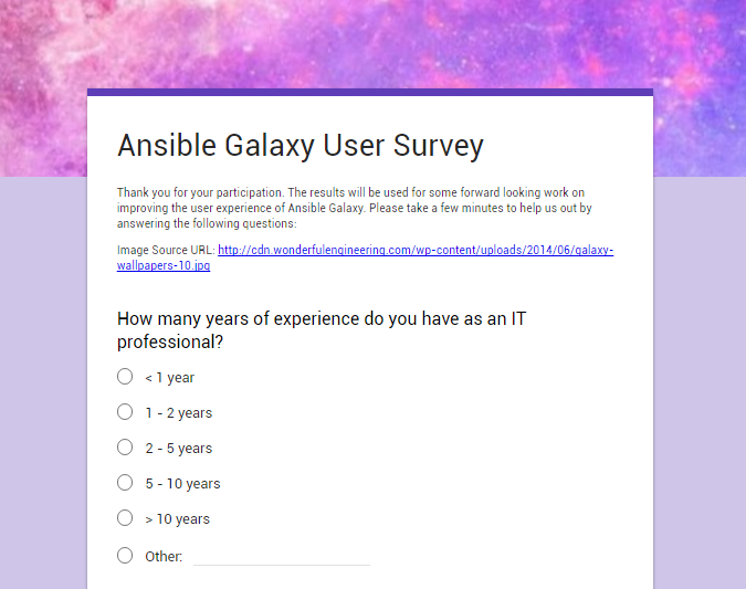 Google Forms interface of our created survey.