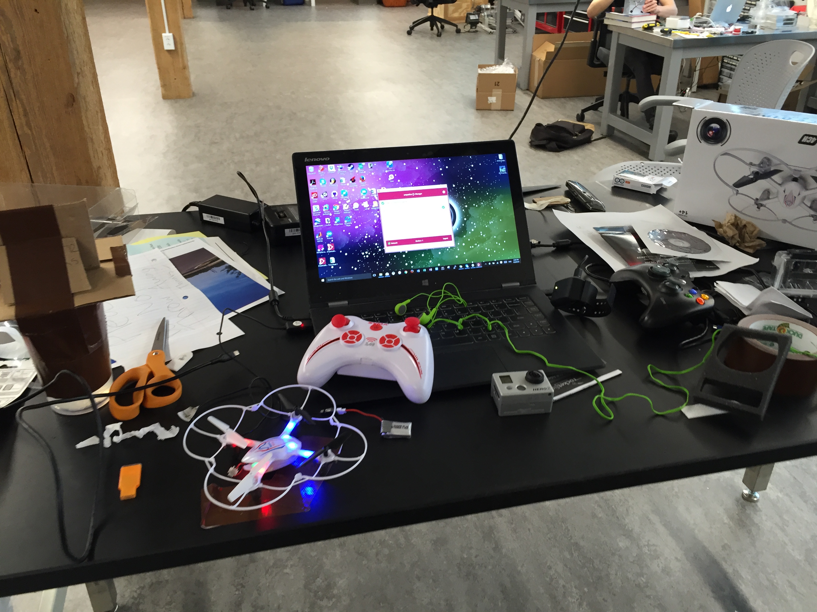 Work bench with materials to construct the experiment